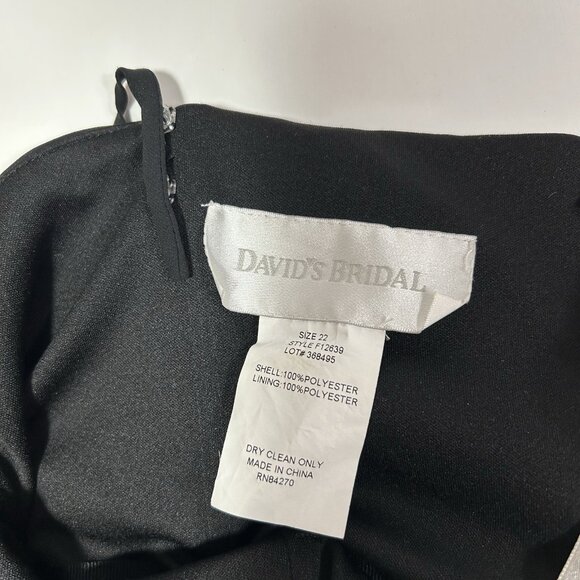 David Bridal Women High Low Black Chiffon Dress Strappy Beaded Front Sz 22 Flaw - Picture 8 of 12